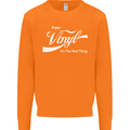Enjoy Vinyl DJ DJing Decks Turntable Funny Mens Sweatshirt Jumper Orange