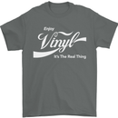 Enjoy Vinyl DJ DJing Decks Turntable Funny Mens T-Shirt Cotton Gildan Charcoal