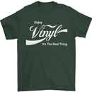 Enjoy Vinyl DJ DJing Decks Turntable Funny Mens T-Shirt Cotton Gildan Forest Green