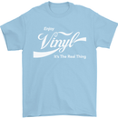 Enjoy Vinyl DJ DJing Decks Turntable Funny Mens T-Shirt Cotton Gildan Light Blue