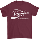 Enjoy Vinyl DJ DJing Decks Turntable Funny Mens T-Shirt Cotton Gildan Maroon