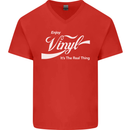 Enjoy Vinyl DJ DJing Decks Turntable Funny Mens V-Neck Cotton T-Shirt Red