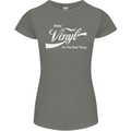 Enjoy Vinyl DJ DJing Decks Turntable Funny Womens Petite Cut T-Shirt Charcoal