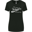 Enjoy Vinyl DJ DJing Decks Turntable Funny Womens Wider Cut T-Shirt Black