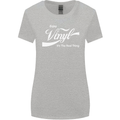 Enjoy Vinyl DJ DJing Decks Turntable Funny Womens Wider Cut T-Shirt Sports Grey