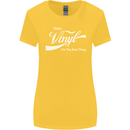 Enjoy Vinyl DJ DJing Decks Turntable Funny Womens Wider Cut T-Shirt Yellow