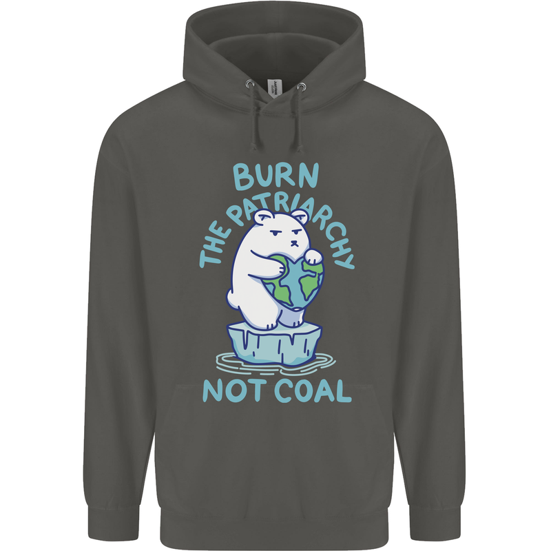 Environment Burn the Patriachy Not Coal Childrens Kids Hoodie Storm Grey