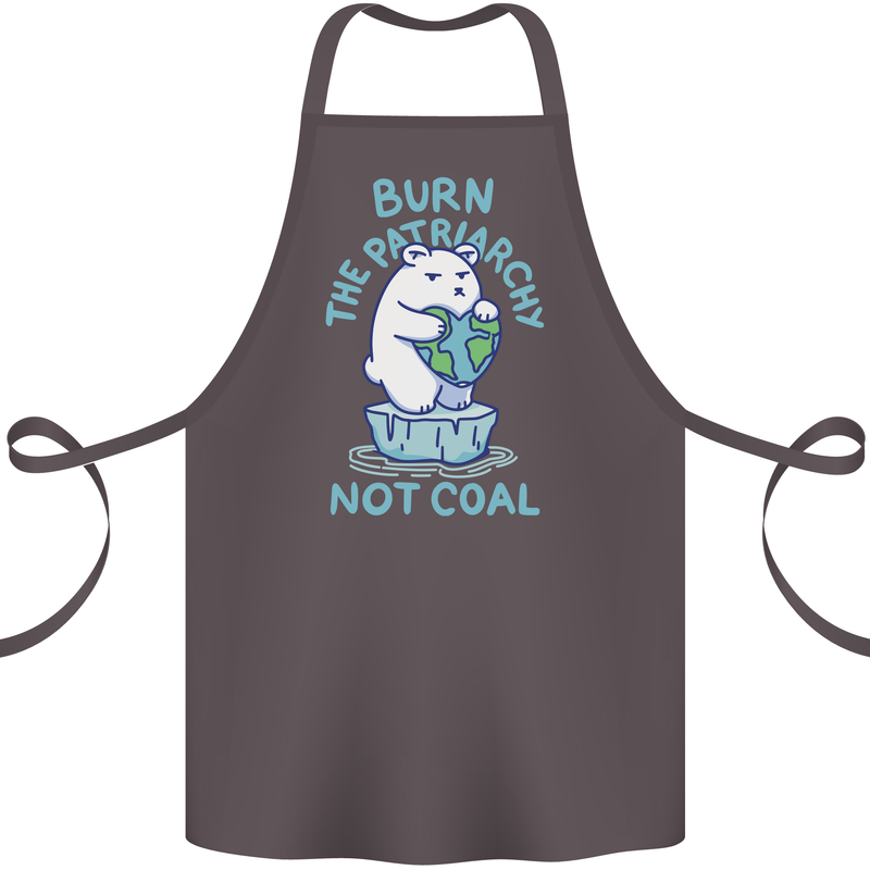 Environment Burn the Patriachy Not Coal Cotton Apron 100% Organic Dark Grey
