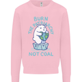 Environment Burn the Patriachy Not Coal Kids Sweatshirt Jumper Light Pink