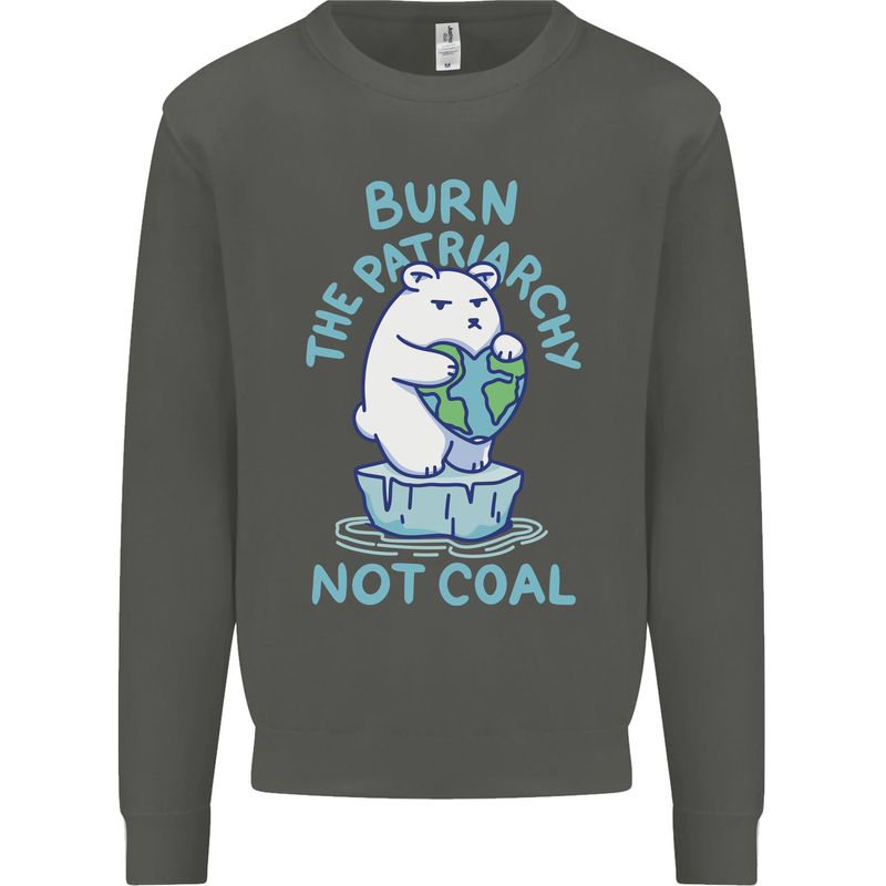 Environment Burn the Patriachy Not Coal Kids Sweatshirt Jumper Storm Grey