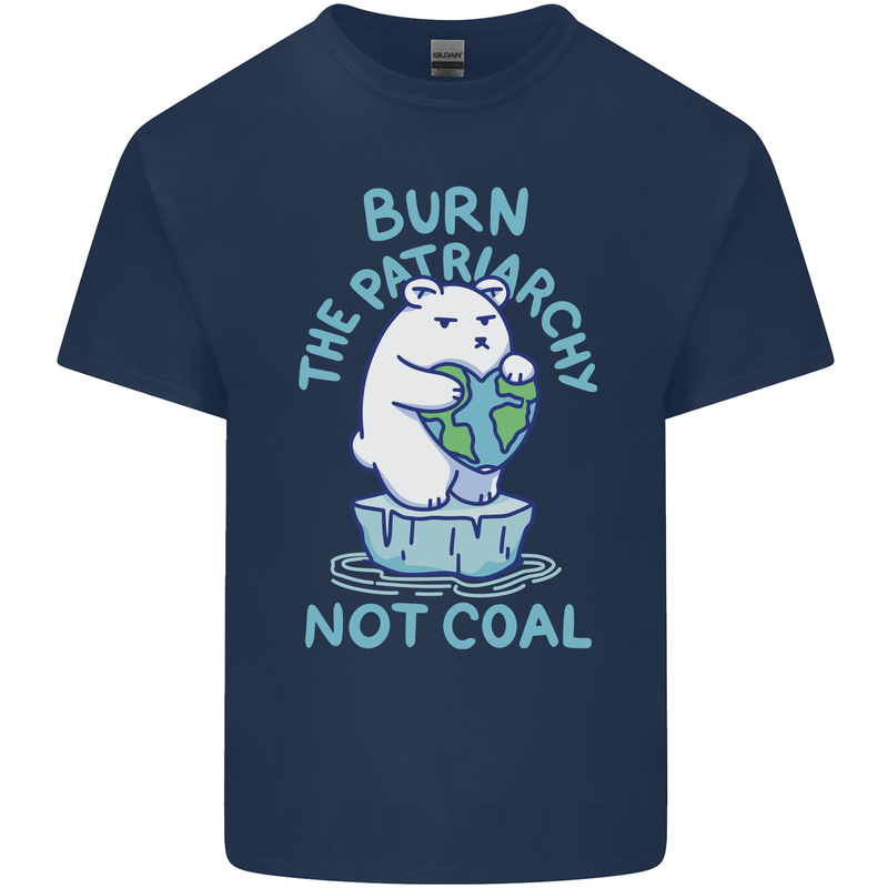 Environment Burn the Patriachy Not Coal Kids T-Shirt Childrens Navy Blue