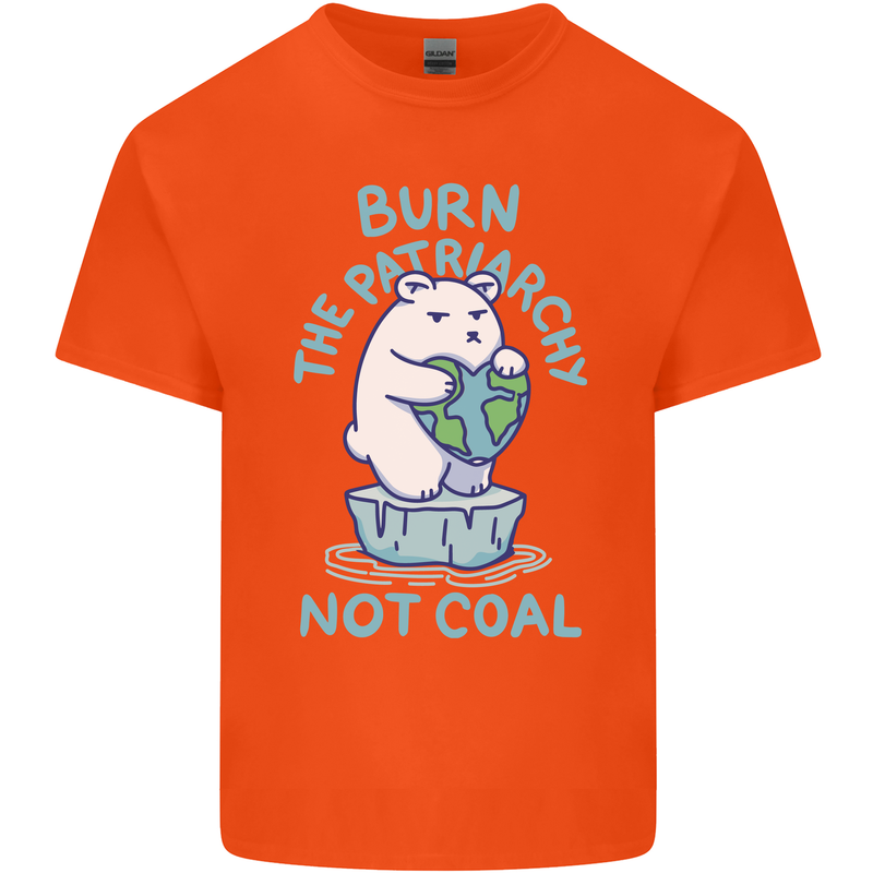 Environment Burn the Patriachy Not Coal Kids T-Shirt Childrens Orange