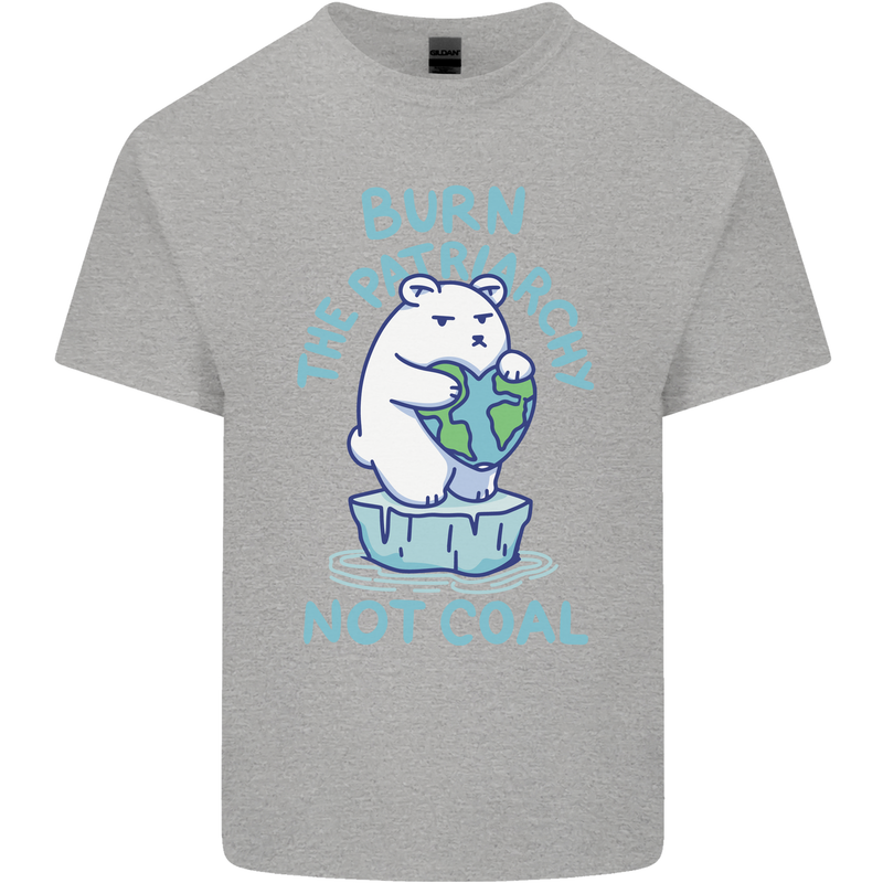 Environment Burn the Patriachy Not Coal Kids T-Shirt Childrens Sports Grey