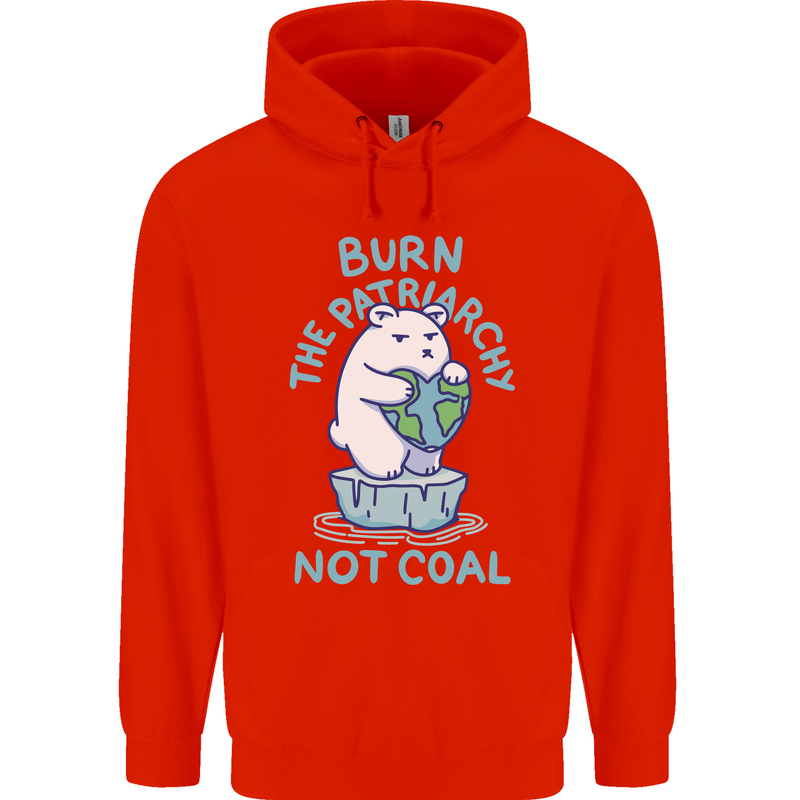 Environment Burn the Patriachy Not Coal Mens 80% Cotton Hoodie Bright Red