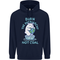 Environment Burn the Patriachy Not Coal Mens 80% Cotton Hoodie Navy Blue