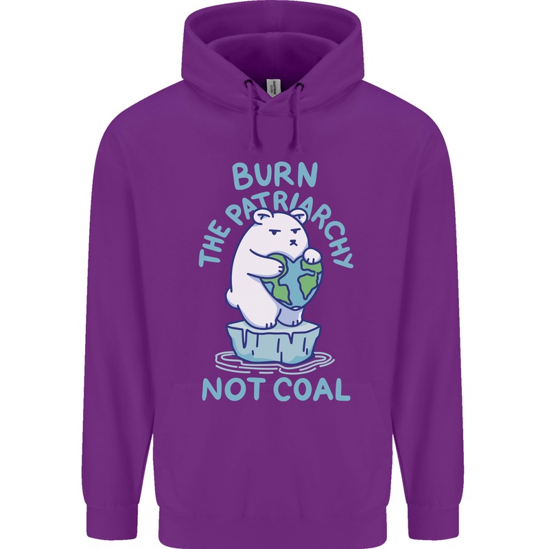 Environment Burn the Patriachy Not Coal Mens 80% Cotton Hoodie Purple