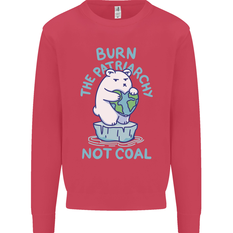 Environment Burn the Patriachy Not Coal Mens Sweatshirt Jumper Heliconia