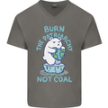 Environment Burn the Patriachy Not Coal Mens V-Neck Cotton T-Shirt Charcoal