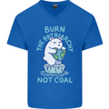 Environment Burn the Patriachy Not Coal Mens V-Neck Cotton T-Shirt Royal Blue