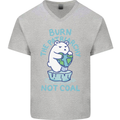 Environment Burn the Patriachy Not Coal Mens V-Neck Cotton T-Shirt Sports Grey