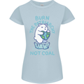 Environment Burn the Patriachy Not Coal Womens Petite Cut T-Shirt Light Blue