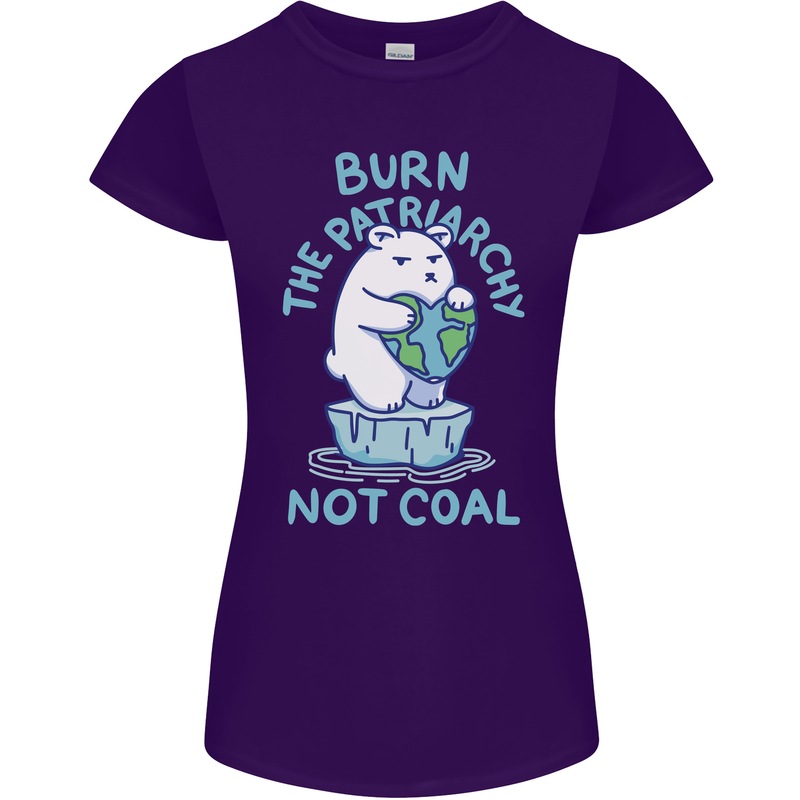 Environment Burn the Patriachy Not Coal Womens Petite Cut T-Shirt Purple