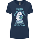 Environment Burn the Patriachy Not Coal Womens Wider Cut T-Shirt Navy Blue
