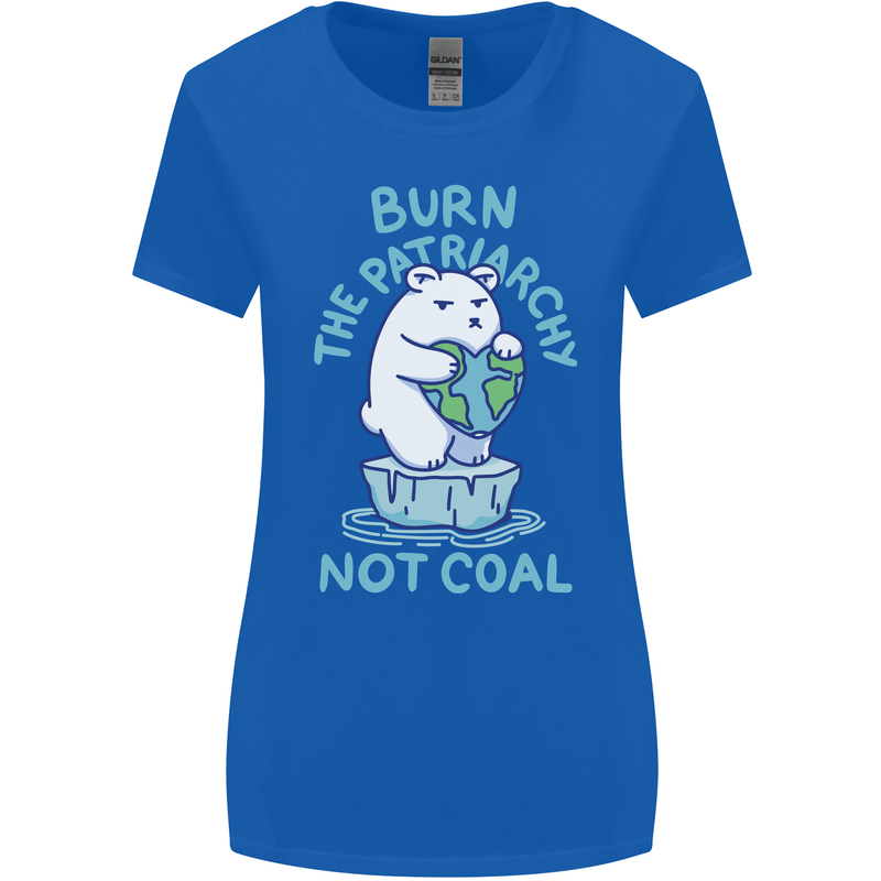 Environment Burn the Patriachy Not Coal Womens Wider Cut T-Shirt Royal Blue