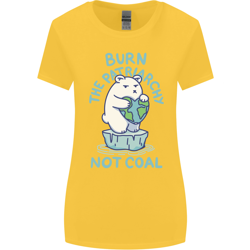 Environment Burn the Patriachy Not Coal Womens Wider Cut T-Shirt Yellow