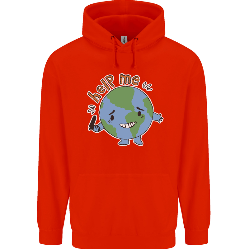 Environment Help Me Climate Change Childrens Kids Hoodie Bright Red