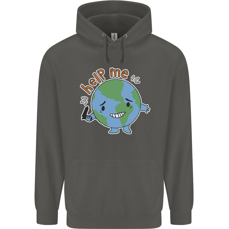 Environment Help Me Climate Change Childrens Kids Hoodie Storm Grey