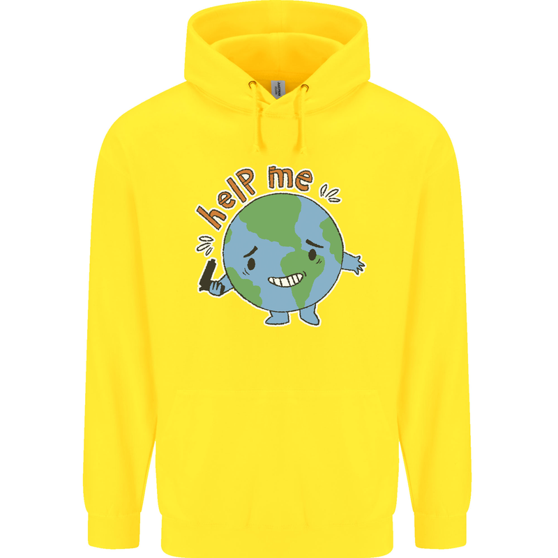 Environment Help Me Climate Change Childrens Kids Hoodie Yellow
