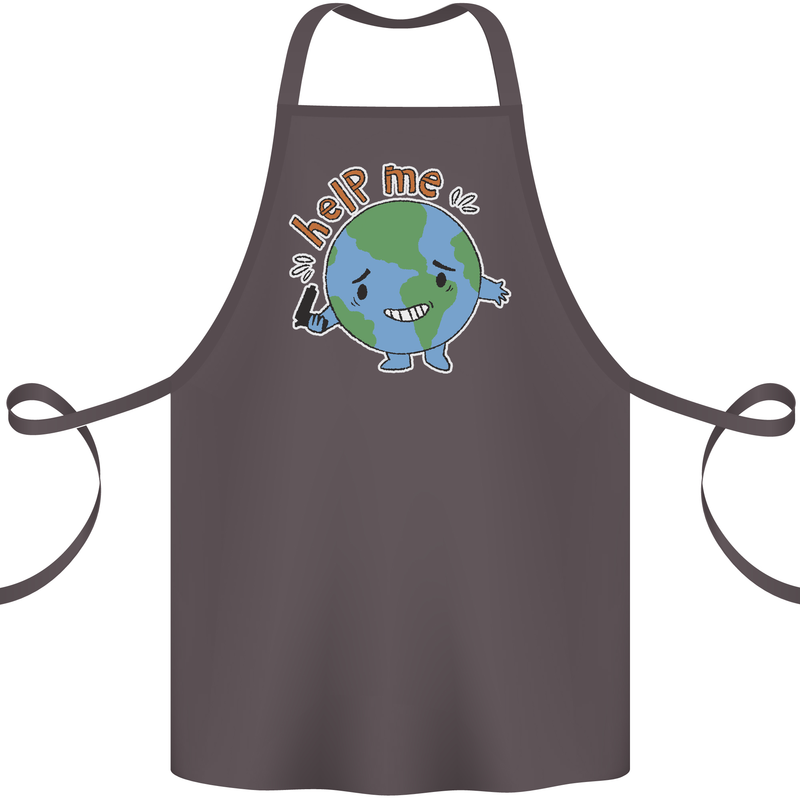 Environment Help Me Climate Change Cotton Apron 100% Organic Dark Grey
