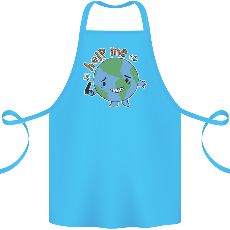 Environment Help Me Climate Change Cotton Apron 100% Organic Turquoise