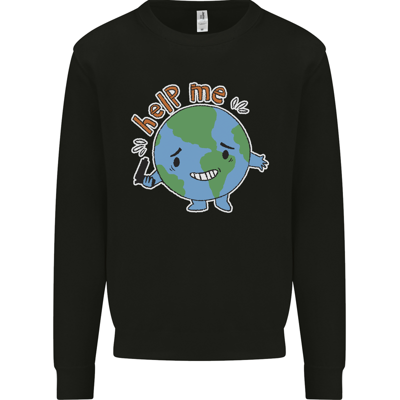Environment Help Me Climate Change Kids Sweatshirt Jumper Black