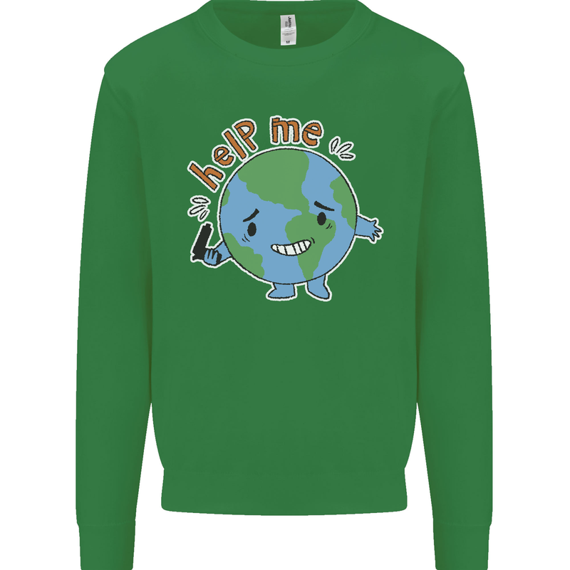 Environment Help Me Climate Change Kids Sweatshirt Jumper Irish Green
