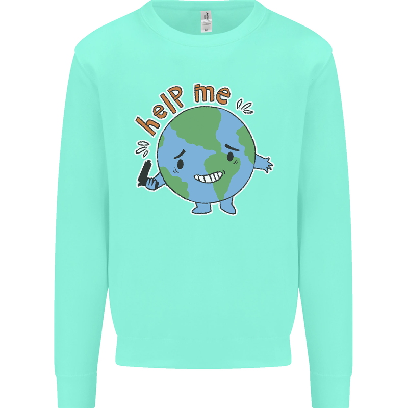 Environment Help Me Climate Change Kids Sweatshirt Jumper Peppermint