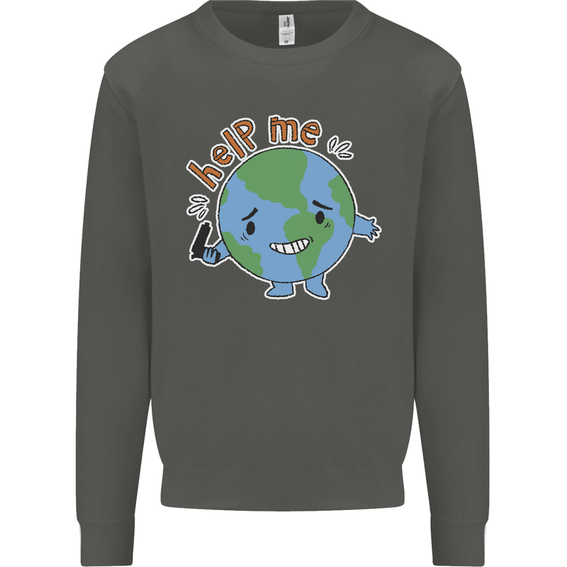 Environment Help Me Climate Change Kids Sweatshirt Jumper Storm Grey