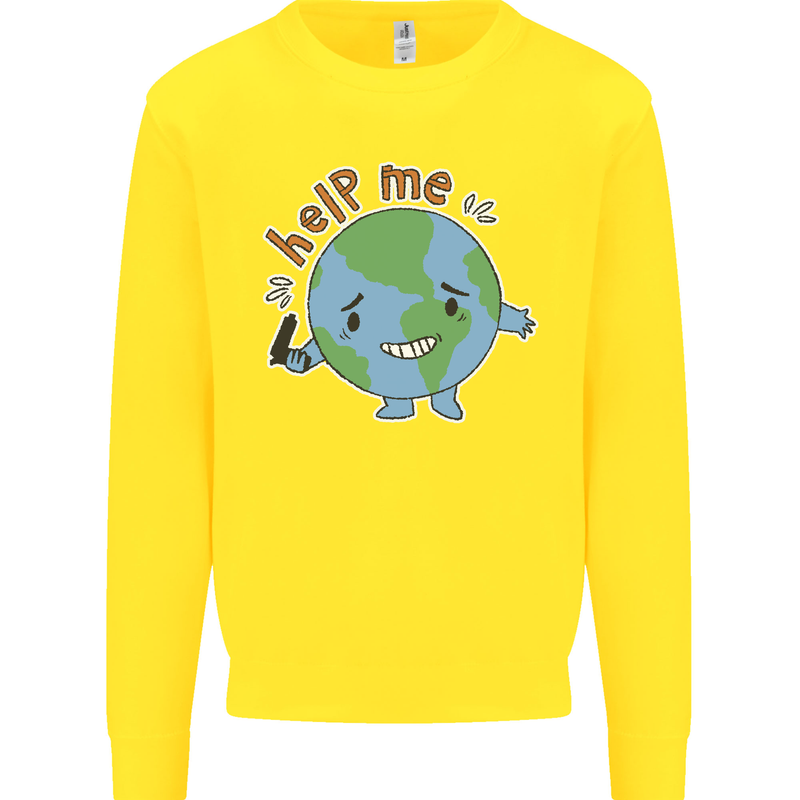 Environment Help Me Climate Change Kids Sweatshirt Jumper Yellow