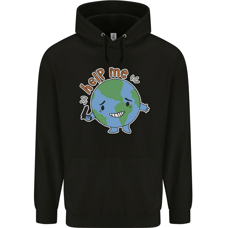 Environment Help Me Climate Change Mens 80% Cotton Hoodie Black