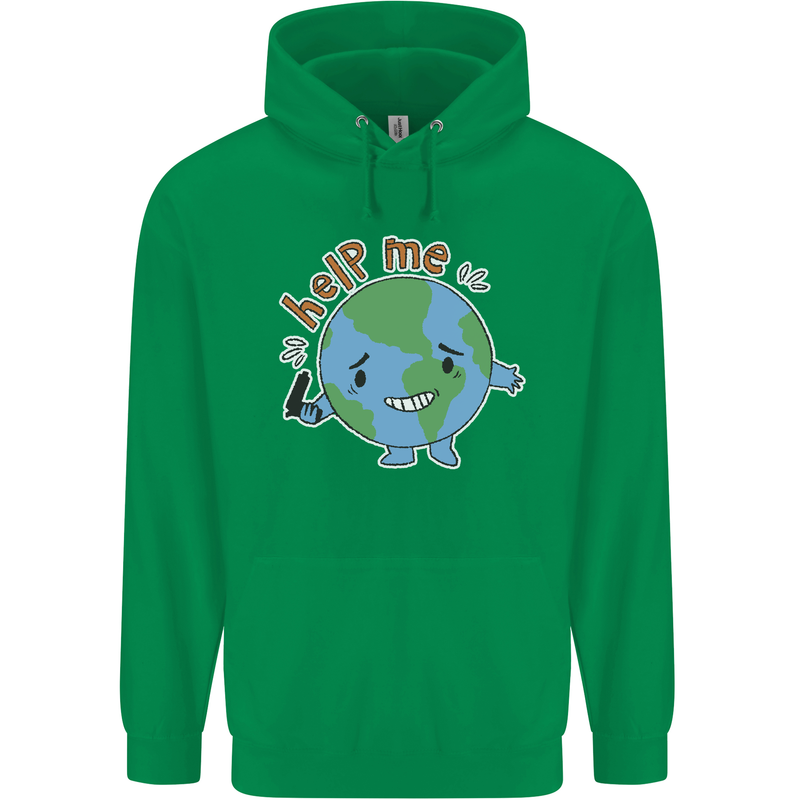 Environment Help Me Climate Change Mens 80% Cotton Hoodie Irish Green
