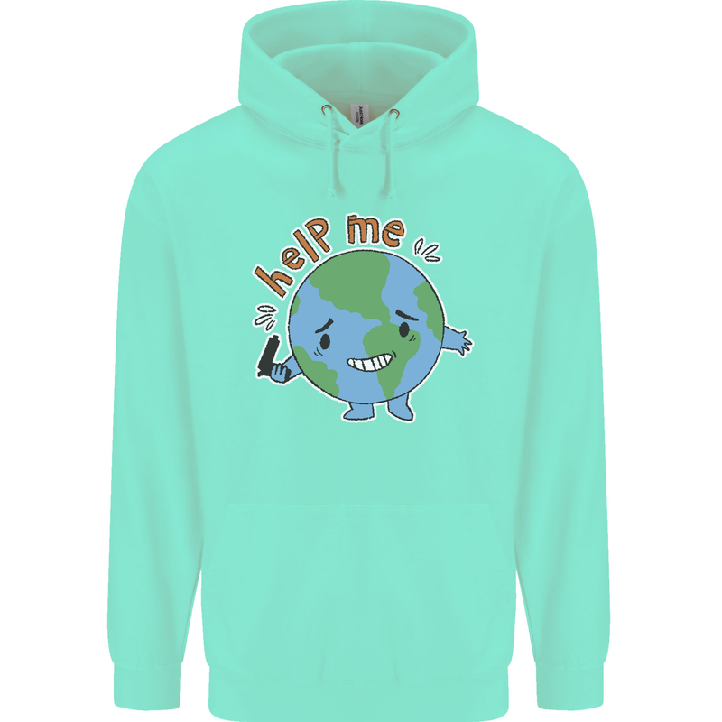 Environment Help Me Climate Change Mens 80% Cotton Hoodie Peppermint