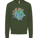 Environment Help Me Climate Change Mens Sweatshirt Jumper Forest Green