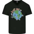 Environment Help Me Climate Change Mens V-Neck Cotton T-Shirt Black