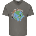 Environment Help Me Climate Change Mens V-Neck Cotton T-Shirt Charcoal
