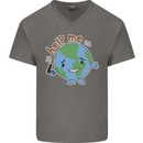 Environment Help Me Climate Change Mens V-Neck Cotton T-Shirt Charcoal