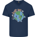 Environment Help Me Climate Change Mens V-Neck Cotton T-Shirt Navy Blue