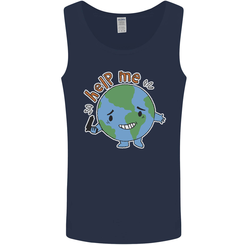 Environment Help Me Climate Change Mens Vest Tank Top Navy Blue