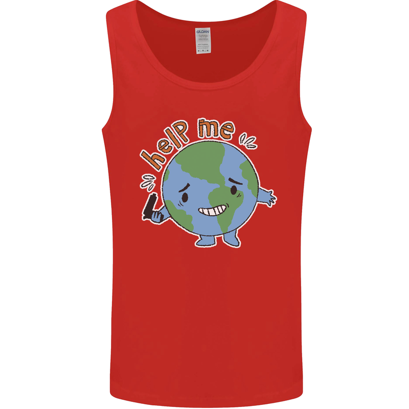 Environment Help Me Climate Change Mens Vest Tank Top Red