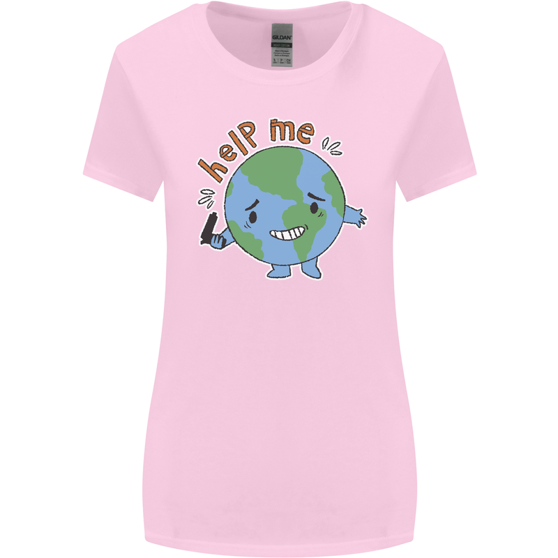 Environment Help Me Climate Change Womens Wider Cut T-Shirt Light Pink
